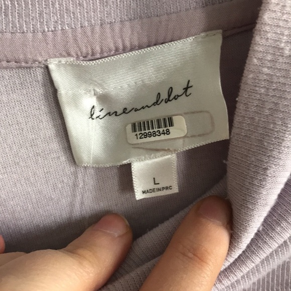 Line + Dot Louie Slit Sleeve Sweater L Elbow Cutouts High Neck Long Sleeve Lilac - Picture 3 of 8